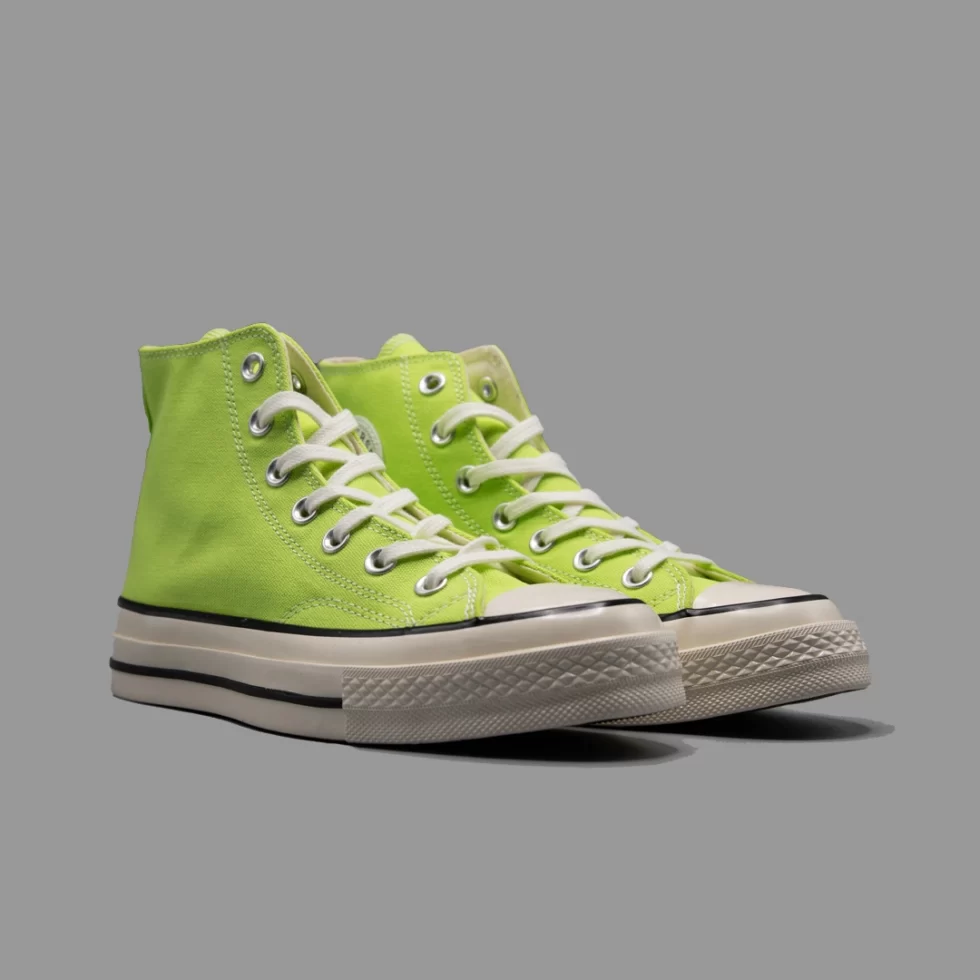 کانورس 1970 سبز لیمویی ساقدار Converse 1970s Lime Green Hightop Pause Shoes 0898